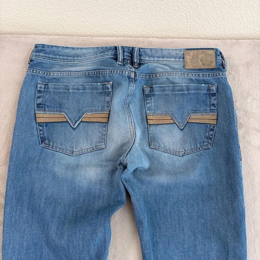 Diesel Zatiny‎ Bootcut Jeans Men 36x34 Blue 008AT Distressed Fade Button Fly